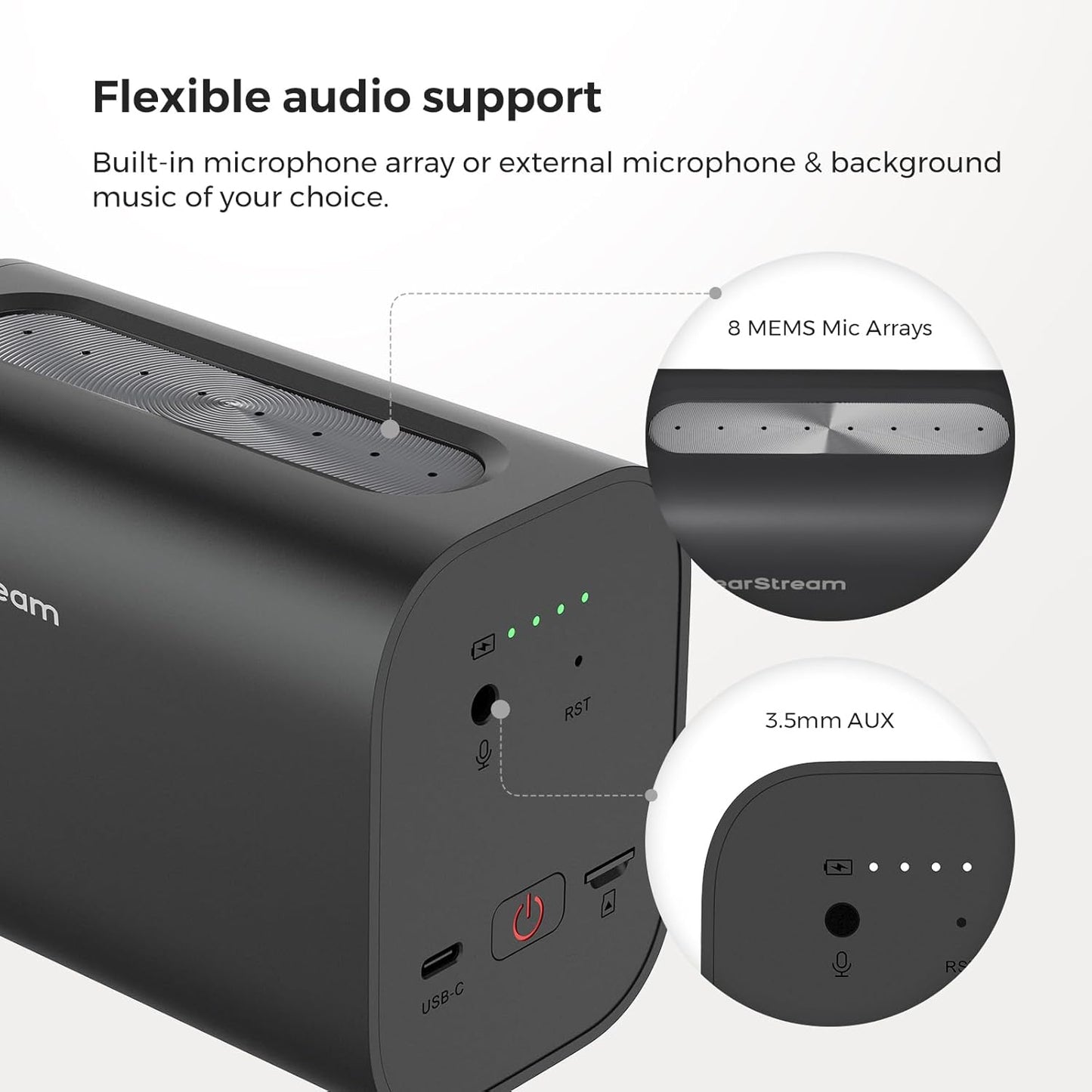 NearStream VM33 Gen 2 Wireless Streaming Camera, 2K Video, 40X Zoom, 6H Battery, App Control, RTMP & NDI, 8 Noise-Canceling Mics & Mic Input, Multi-Camera Live Streaming for YouTube/Facebook/Twitch