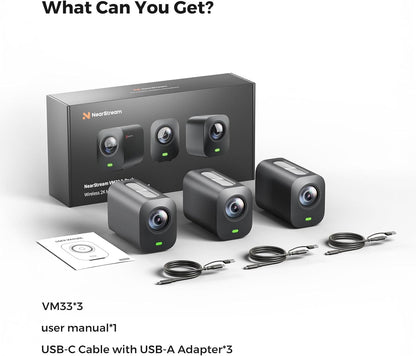 NearStream 3-Pack Live Streaming Camera 2K, Streaming Webcam with 40X Hybrid Zoom, 8-MEMS Mic with Noise Canceling, 6H Battery, Camera for Streaming on YouTube/Twitch/Facebook/Rtmp, App Control