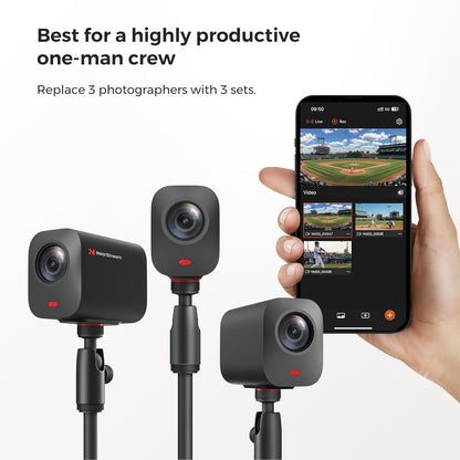 NearStream VM33 Gen 2 Wireless Streaming Camera, 2K Video, 40X Zoom, 6H Battery, App Control, RTMP & NDI, 8 Noise-Canceling Mics & Mic Input, Multi-Camera Live Streaming for YouTube/Facebook/Twitch