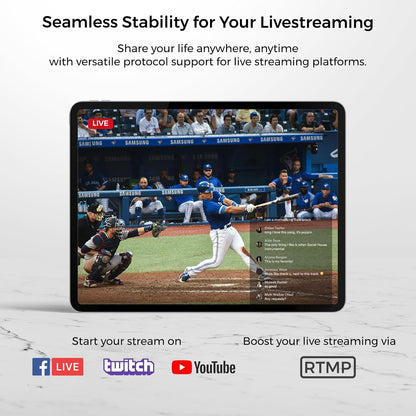 NearStream VM33 Gen 2 Wireless Streaming Camera, 2K Video, 40X Zoom, 6H Battery, App Control, RTMP & NDI, 8 Noise-Canceling Mics & Mic Input, Multi-Camera Live Streaming for YouTube/Facebook/Twitch